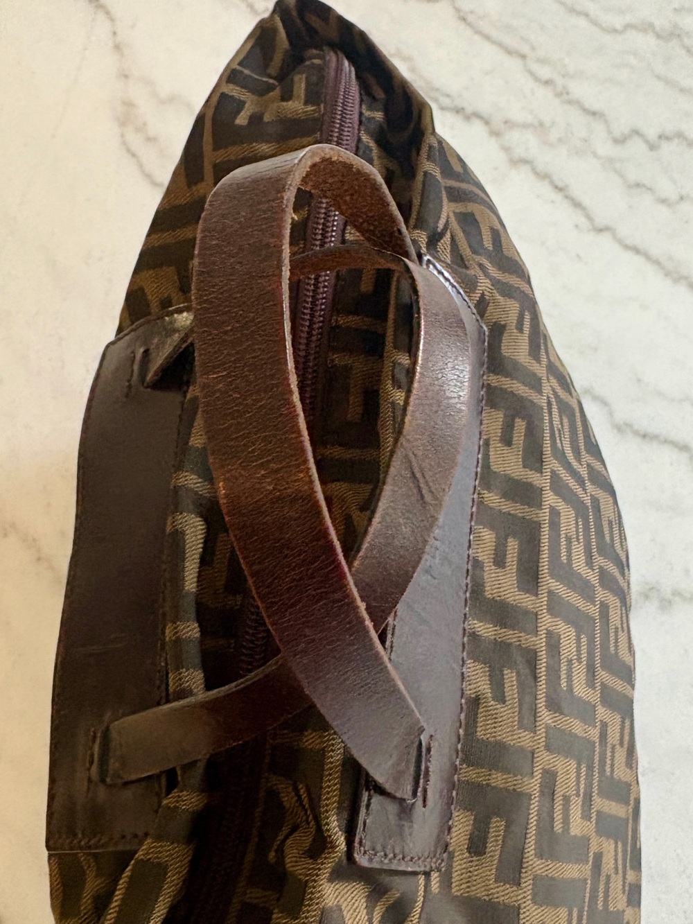 Vintage Fendi Brown Zucca FF Logo Tote Handbag Packable / Foldable - Picture 5 of 12